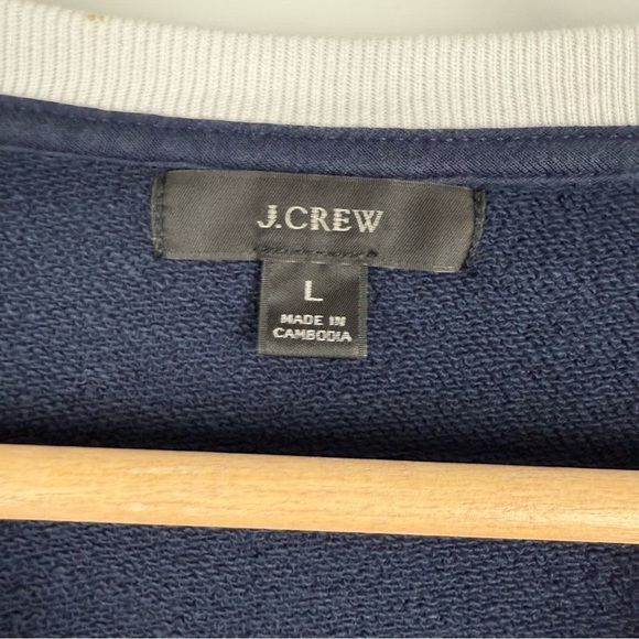 J.Crew Women’s L Navy Colorblock Cotton Sweatshirt – Long Sleeve Pullover - Picture 3 of 9